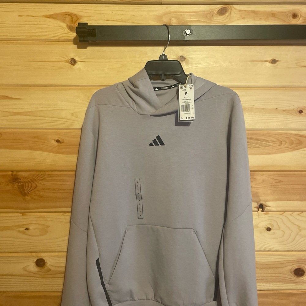 Adidas Men’s Training Hoodie S Gray Pullover AEROREADY Athletic Fit New w/ Tags
